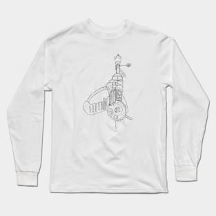 Zombie Ray Gun Blueprint on Charcoal Long Sleeve T-Shirt